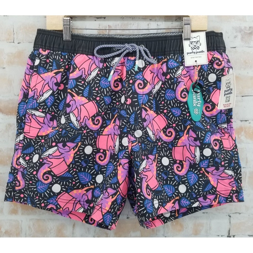 Party Pants USA Men's Swim Trunks Karma Chameleon Short X-Large NWT Multicolor